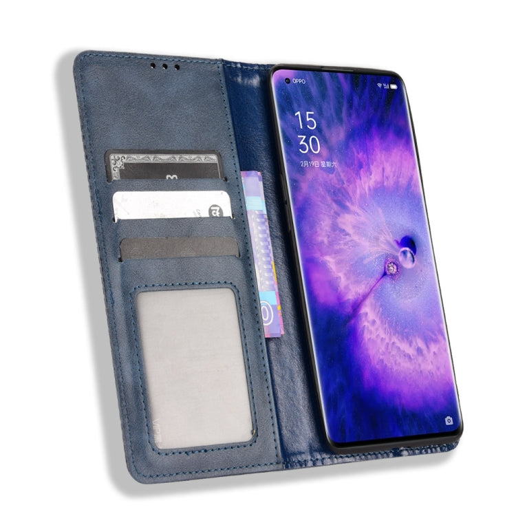 For OPPO Find X5 Magnetic Buckle Retro Texture Leather Phone Case