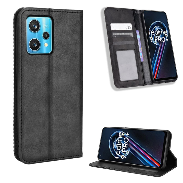 For OPPO Realme 9 Pro Magnetic Buckle Retro Texture Leather Phone Case