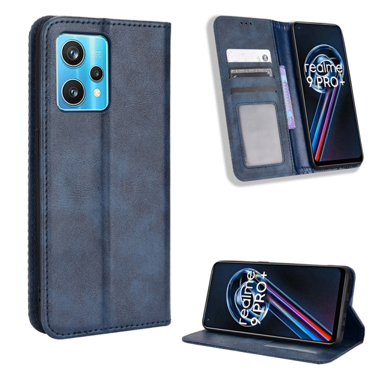For OPPO Realme 9 Pro Magnetic Buckle Retro Texture Leather Phone Case