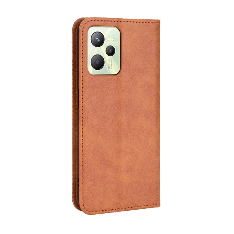 For OPPO Realme C35 Magnetic Buckle Retro Texture Leather Phone Case