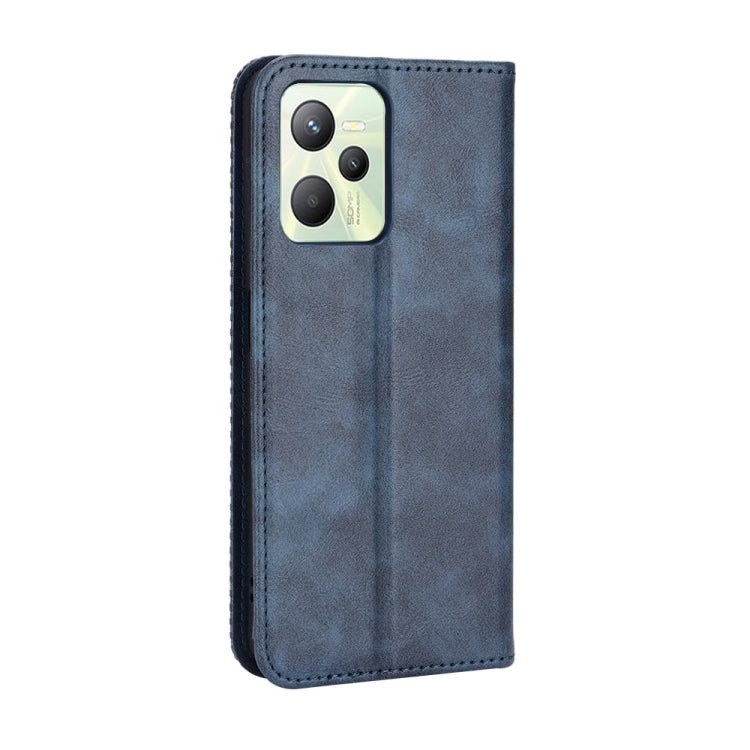 For OPPO Realme C35 Magnetic Buckle Retro Texture Leather Phone Case