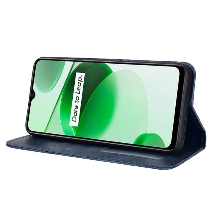 For OPPO Realme C35 Magnetic Buckle Retro Texture Leather Phone Case