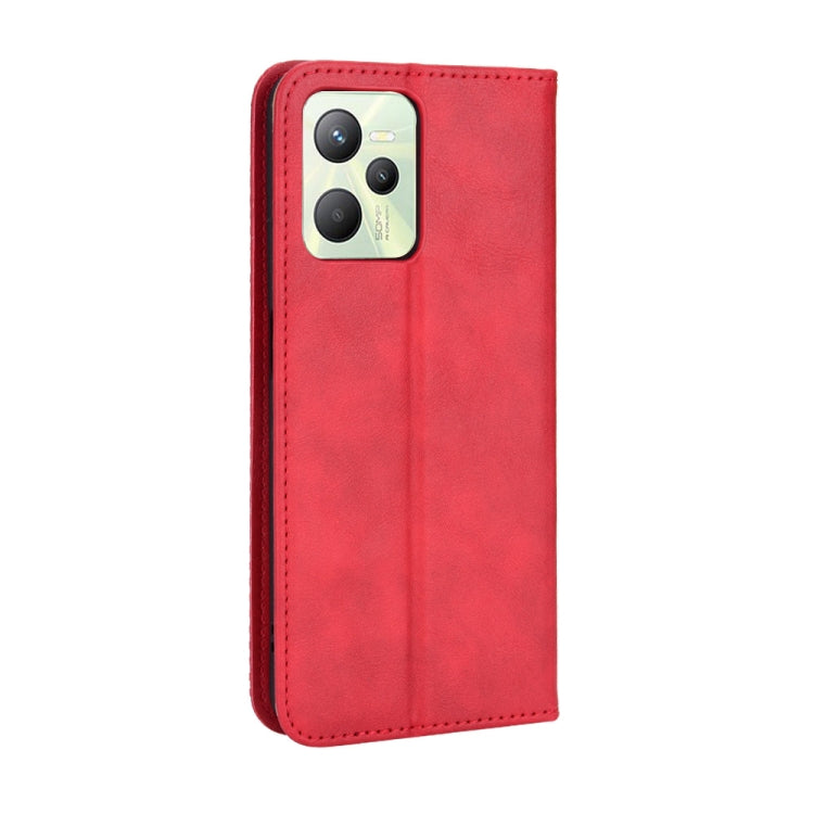 For OPPO Realme C35 Magnetic Buckle Retro Texture Leather Phone Case