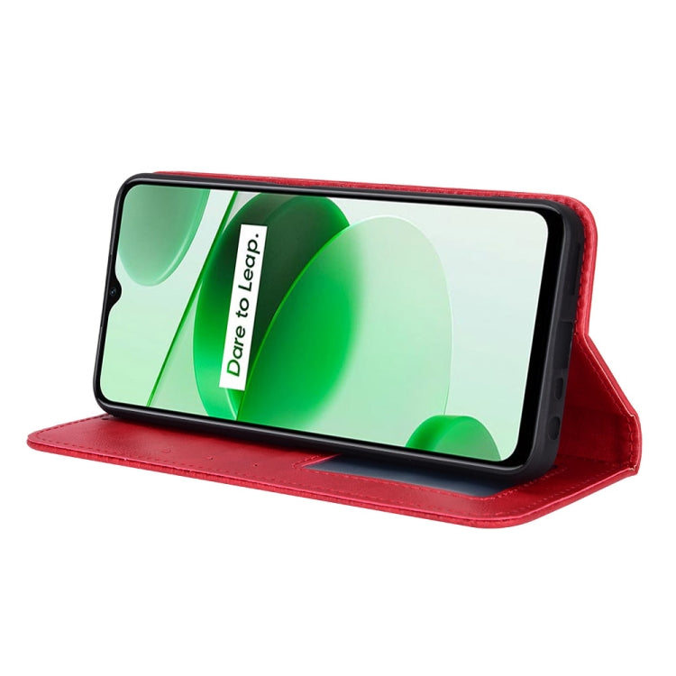 For OPPO Realme C35 Magnetic Buckle Retro Texture Leather Phone Case