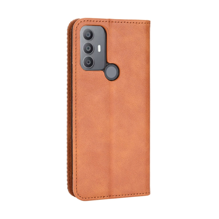 For TCL 30 SE / 30 E / 306 / Sharp Aquos V6 Magnetic Buckle Retro Texture Leather Phone Case