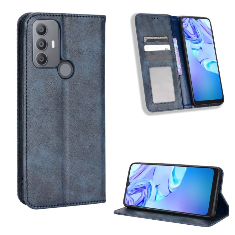 For TCL 30 SE / 30 E / 306 / Sharp Aquos V6 Magnetic Buckle Retro Texture Leather Phone Case