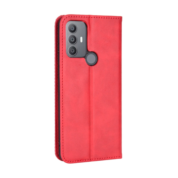 For TCL 30 SE / 30 E / 306 / Sharp Aquos V6 Magnetic Buckle Retro Texture Leather Phone Case