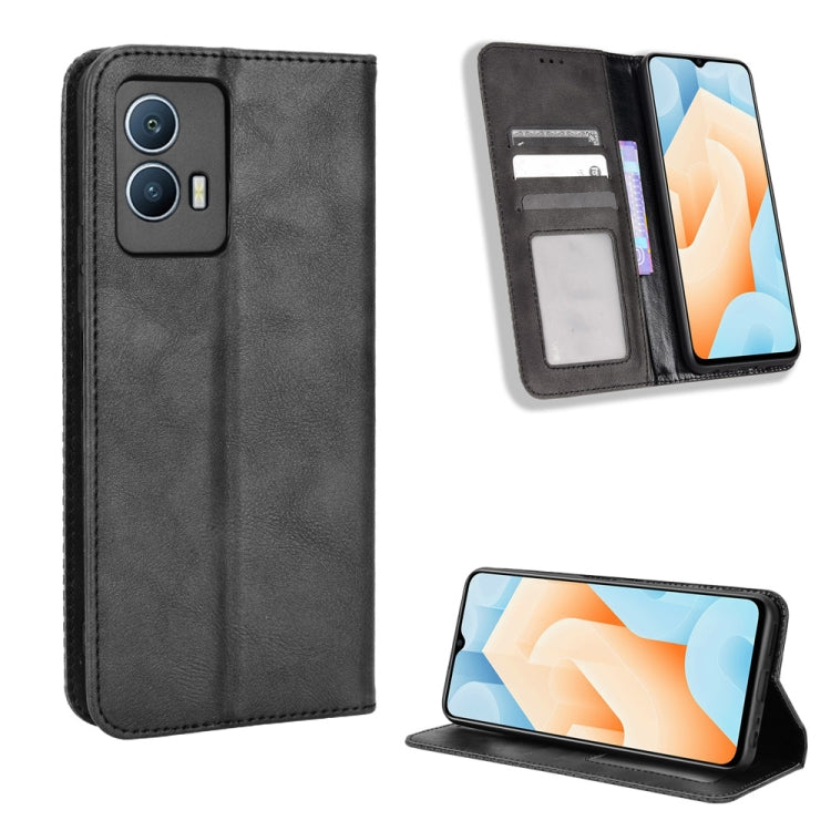 For vivo iQOO U5 5G Magnetic Buckle Retro Texture Leather Phone Case