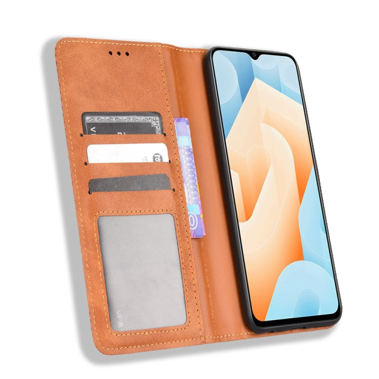 For vivo iQOO U5 5G Magnetic Buckle Retro Texture Leather Phone Case