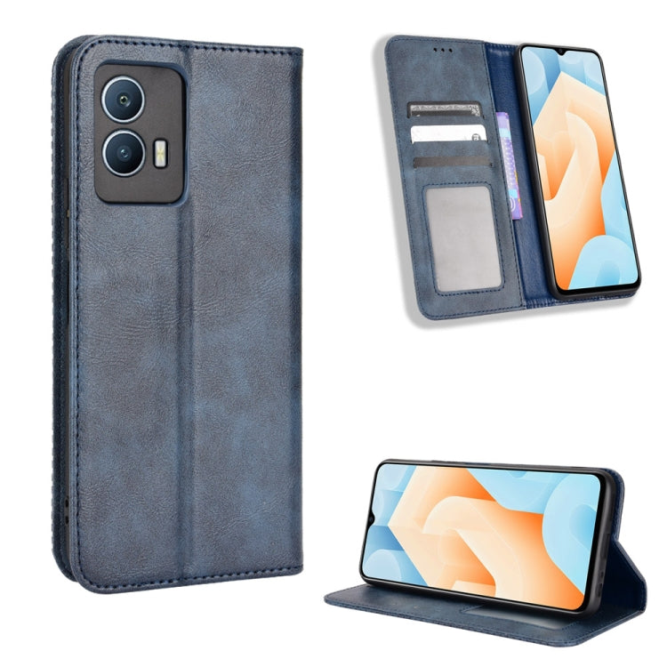 For vivo iQOO U5 5G Magnetic Buckle Retro Texture Leather Phone Case