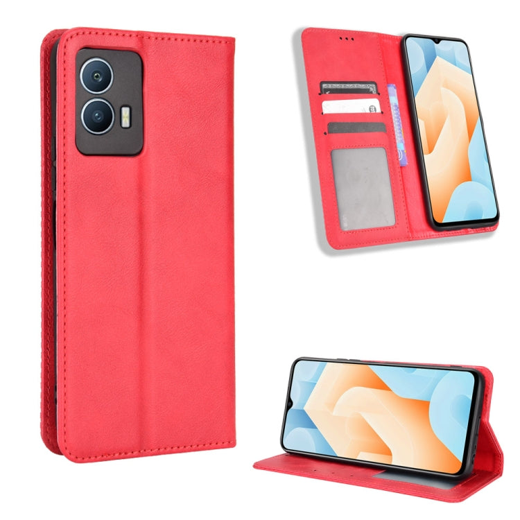 For vivo iQOO U5 5G Magnetic Buckle Retro Texture Leather Phone Case