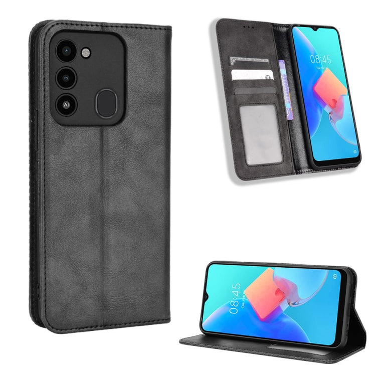 For TECNO Spark Go 2022 / Spark 8C Magnetic Buckle Retro Texture Leather Phone Case