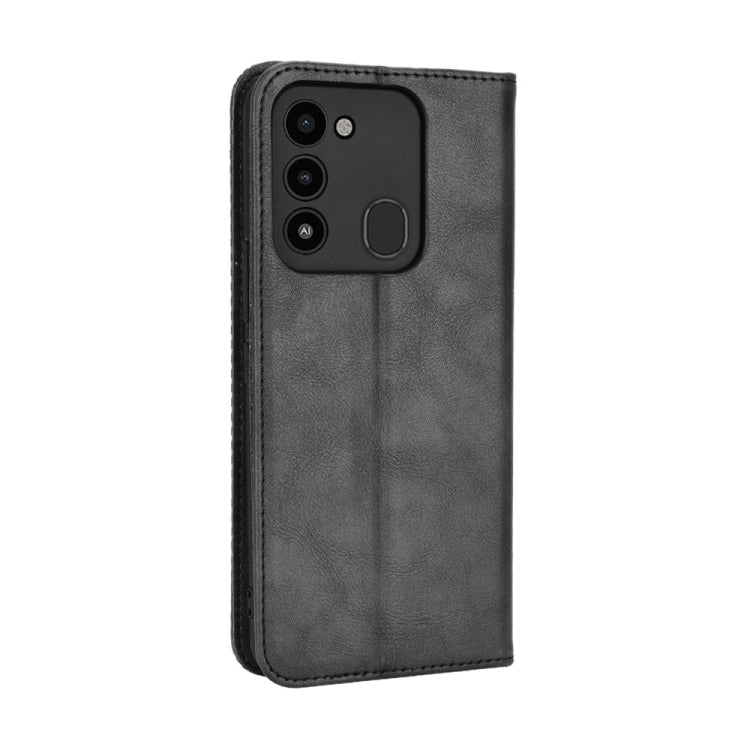 For TECNO Spark Go 2022 / Spark 8C Magnetic Buckle Retro Texture Leather Phone Case