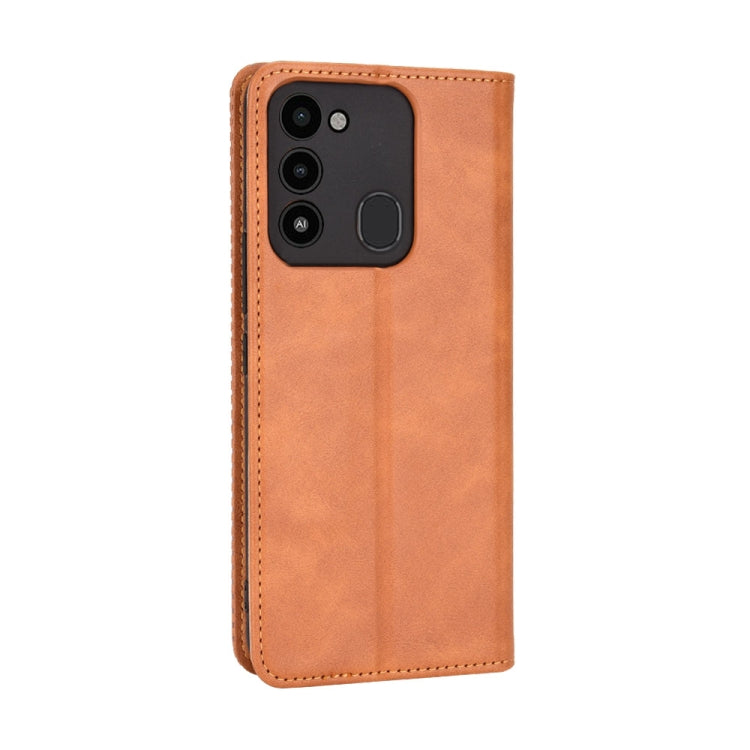 For TECNO Spark Go 2022 / Spark 8C Magnetic Buckle Retro Texture Leather Phone Case