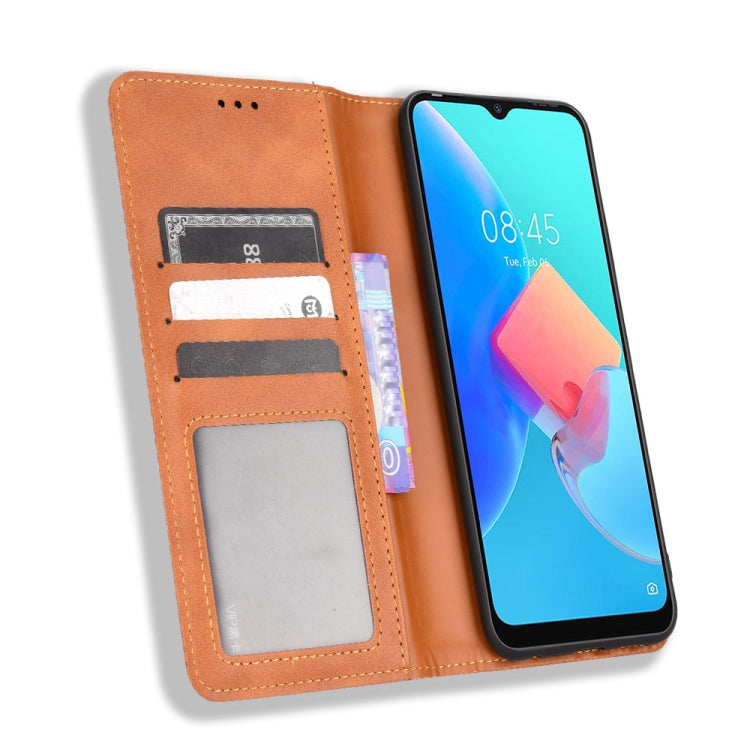 For TECNO Spark Go 2022 / Spark 8C Magnetic Buckle Retro Texture Leather Phone Case
