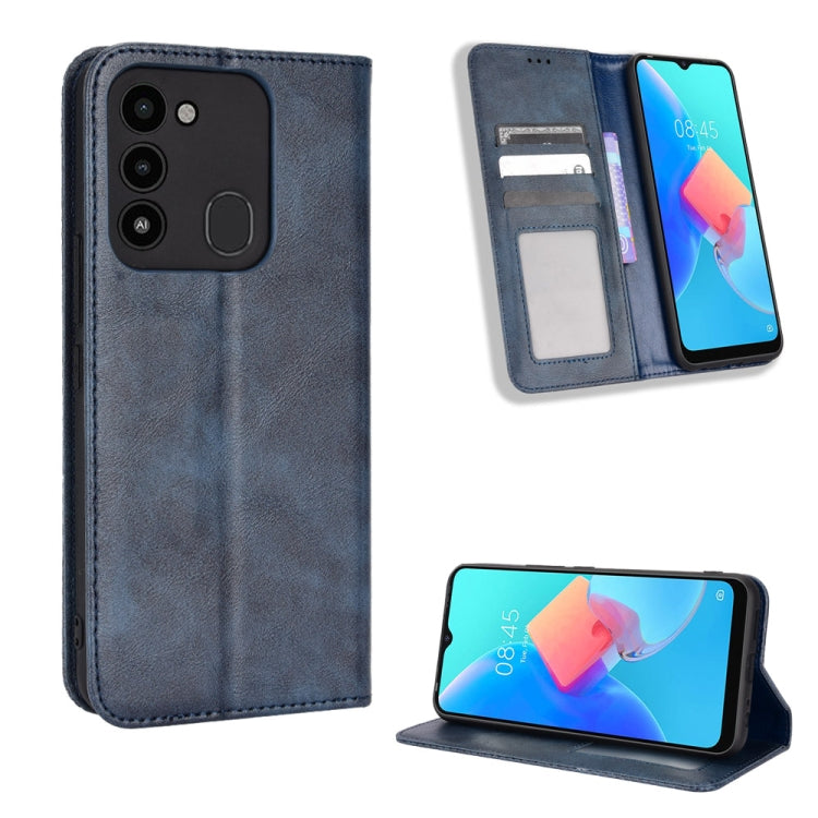 For TECNO Spark Go 2022 / Spark 8C Magnetic Buckle Retro Texture Leather Phone Case