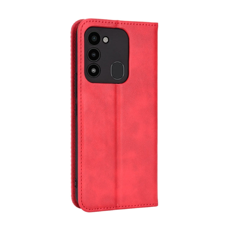 For TECNO Spark Go 2022 / Spark 8C Magnetic Buckle Retro Texture Leather Phone Case