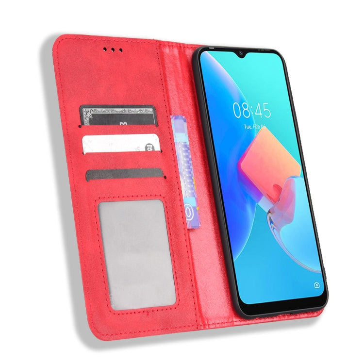 For TECNO Spark Go 2022 / Spark 8C Magnetic Buckle Retro Texture Leather Phone Case