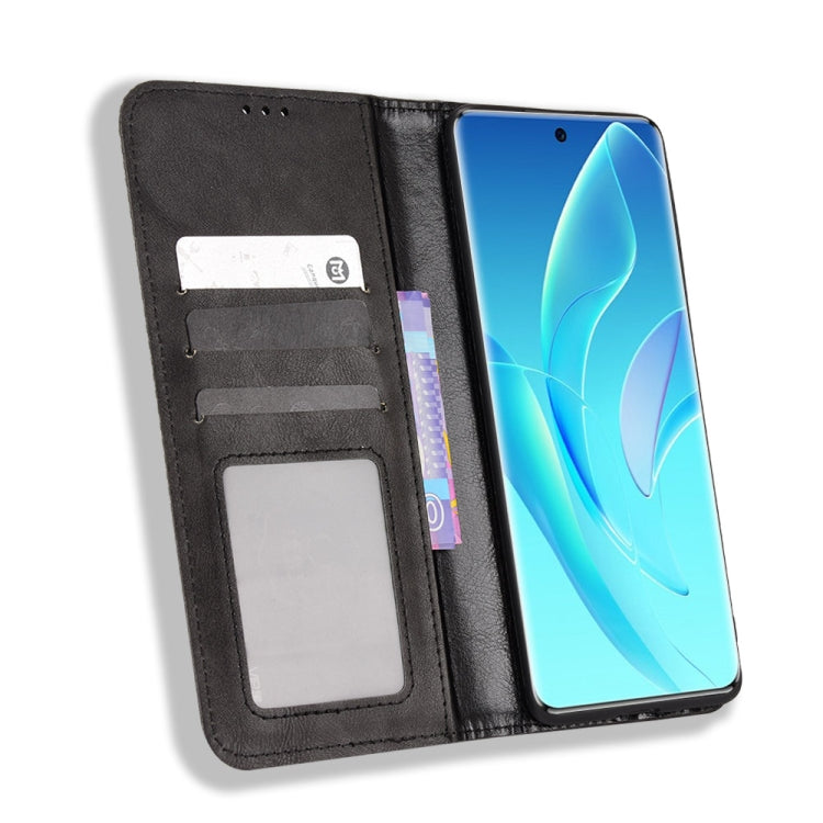 For Honor 60 Magnetic Buckle Retro Texture Leather Phone Case