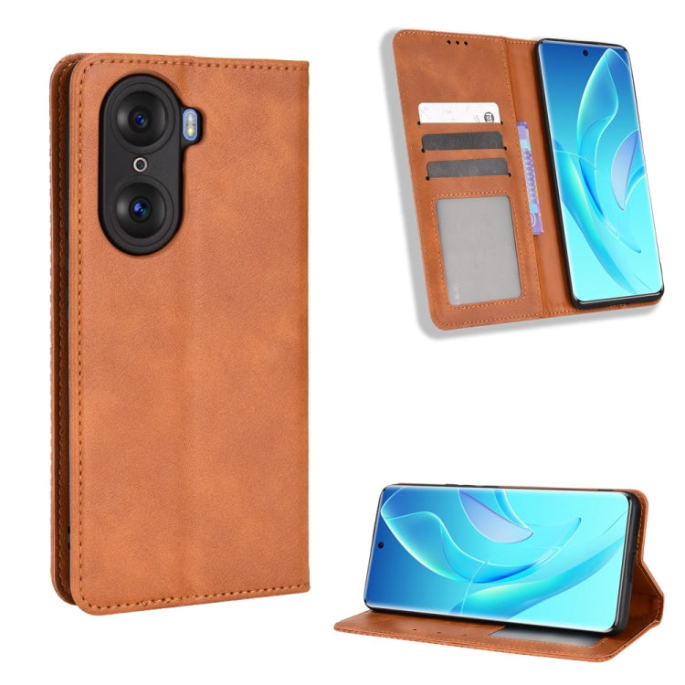 For Honor 60 Magnetic Buckle Retro Texture Leather Phone Case