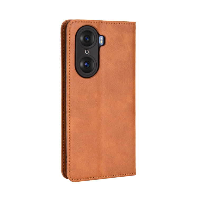 For Honor 60 Magnetic Buckle Retro Texture Leather Phone Case