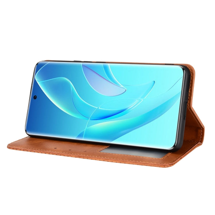 For Honor 60 Magnetic Buckle Retro Texture Leather Phone Case