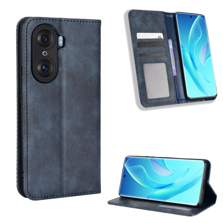 For Honor 60 Magnetic Buckle Retro Texture Leather Phone Case