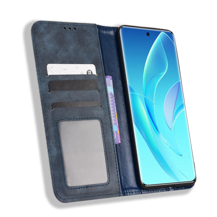 For Honor 60 Magnetic Buckle Retro Texture Leather Phone Case