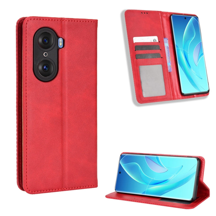 For Honor 60 Magnetic Buckle Retro Texture Leather Phone Case