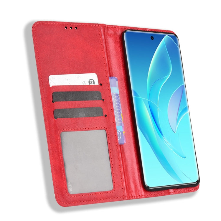 For Honor 60 Magnetic Buckle Retro Texture Leather Phone Case
