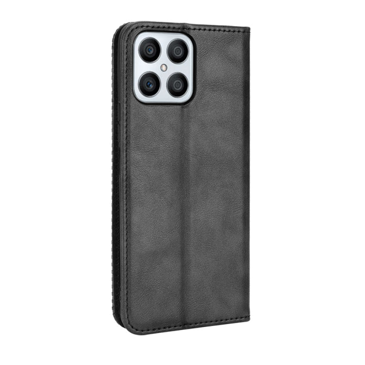 For Honor X8 Magnetic Buckle Retro Texture Leather Phone Case