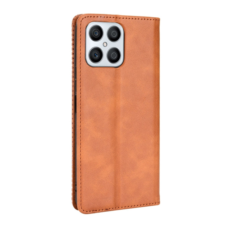 For Honor X8 Magnetic Buckle Retro Texture Leather Phone Case