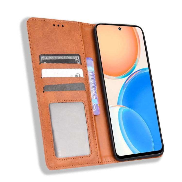 For Honor X8 Magnetic Buckle Retro Texture Leather Phone Case