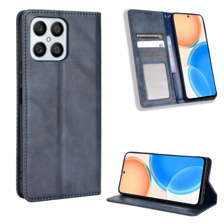 For Honor X8 Magnetic Buckle Retro Texture Leather Phone Case