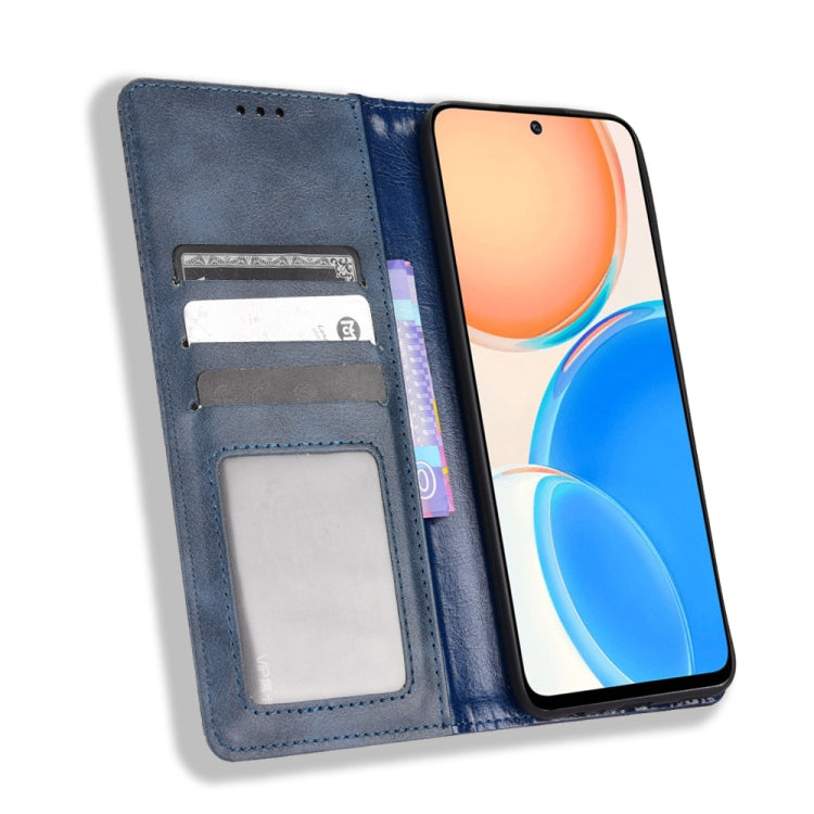 For Honor X8 Magnetic Buckle Retro Texture Leather Phone Case