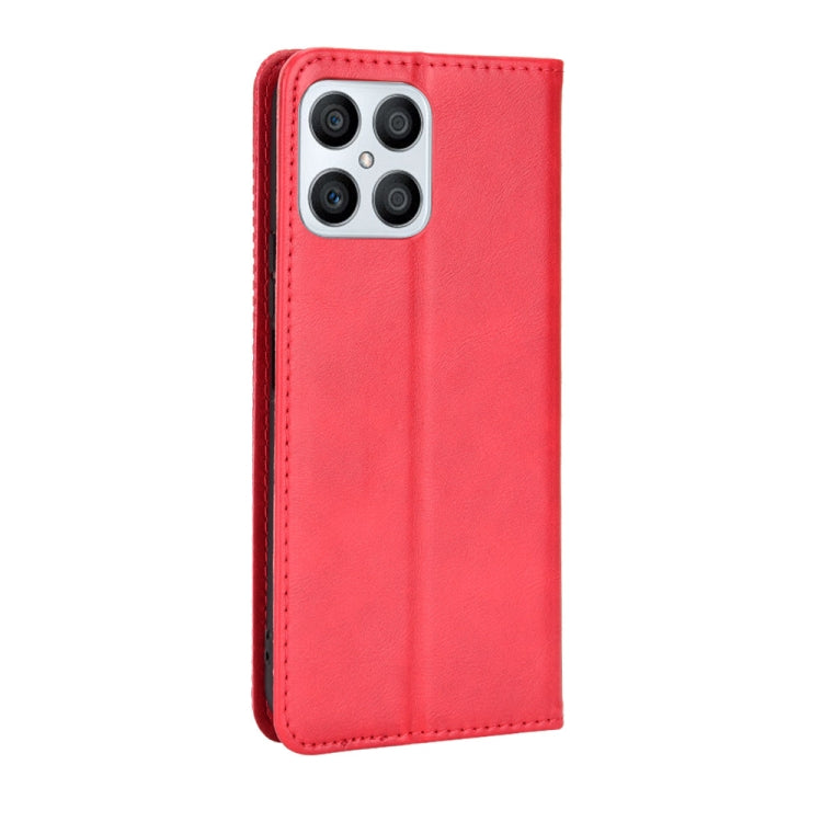 For Honor X8 Magnetic Buckle Retro Texture Leather Phone Case