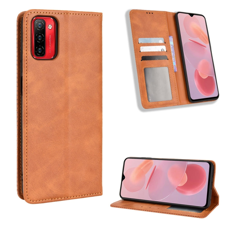 For Ulefone Note 12P Magnetic Buckle Retro Texture Leather Phone Case