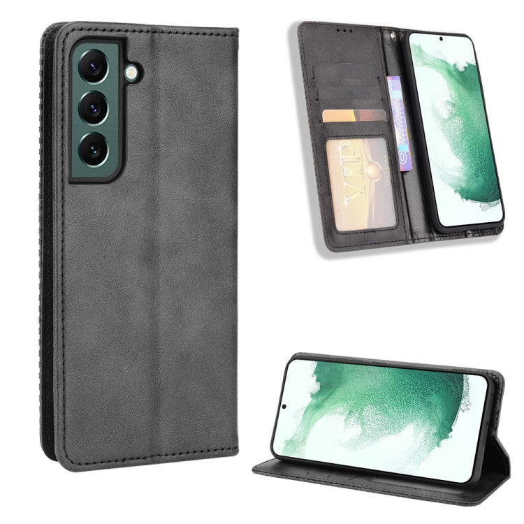 For Samsung Galaxy S22+ 5G Magnetic Buckle Retro Texture Leather Phone Case