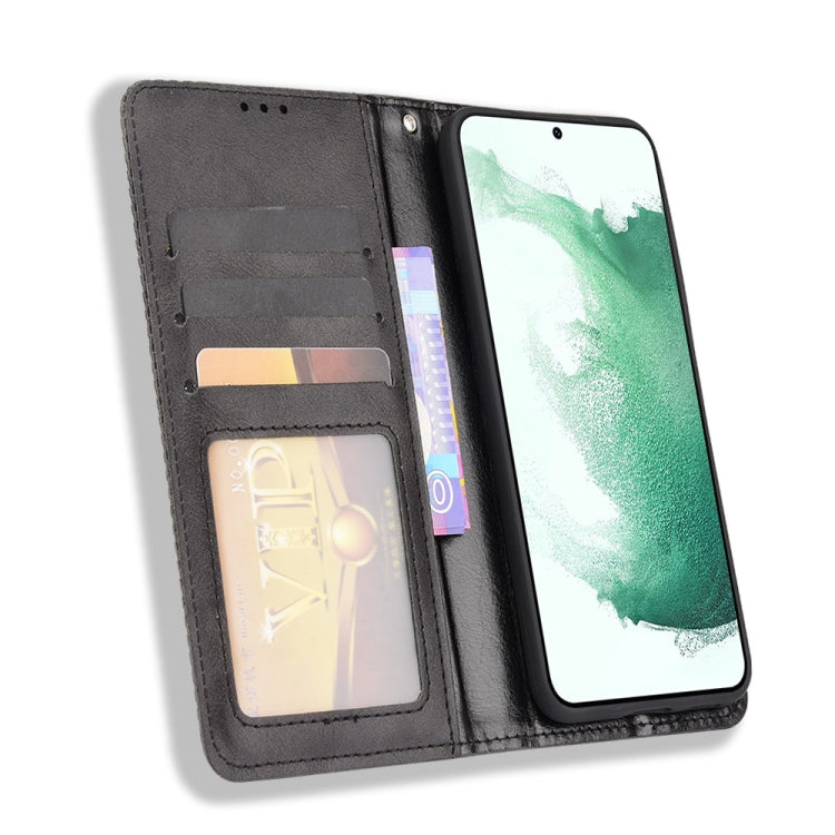 For Samsung Galaxy S22+ 5G Magnetic Buckle Retro Texture Leather Phone Case