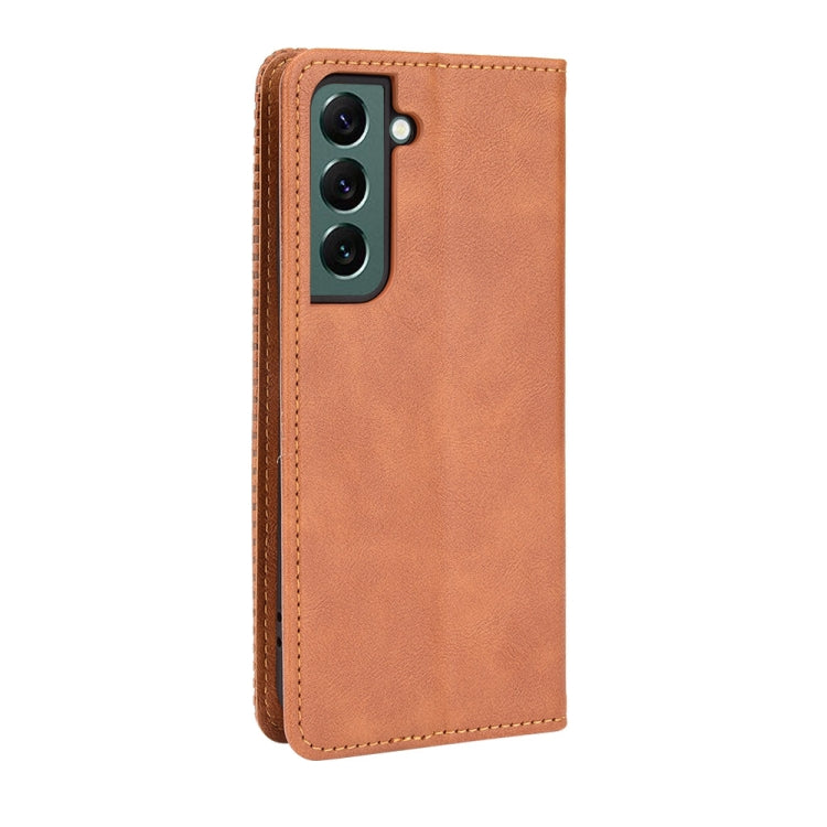 For Samsung Galaxy S22+ 5G Magnetic Buckle Retro Texture Leather Phone Case