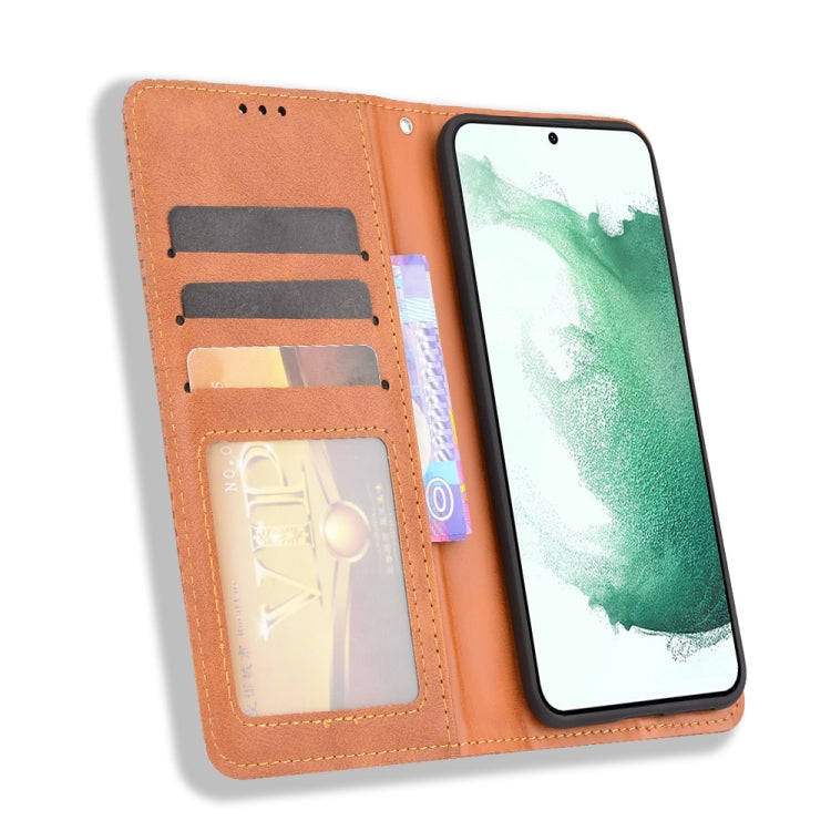 For Samsung Galaxy S22+ 5G Magnetic Buckle Retro Texture Leather Phone Case