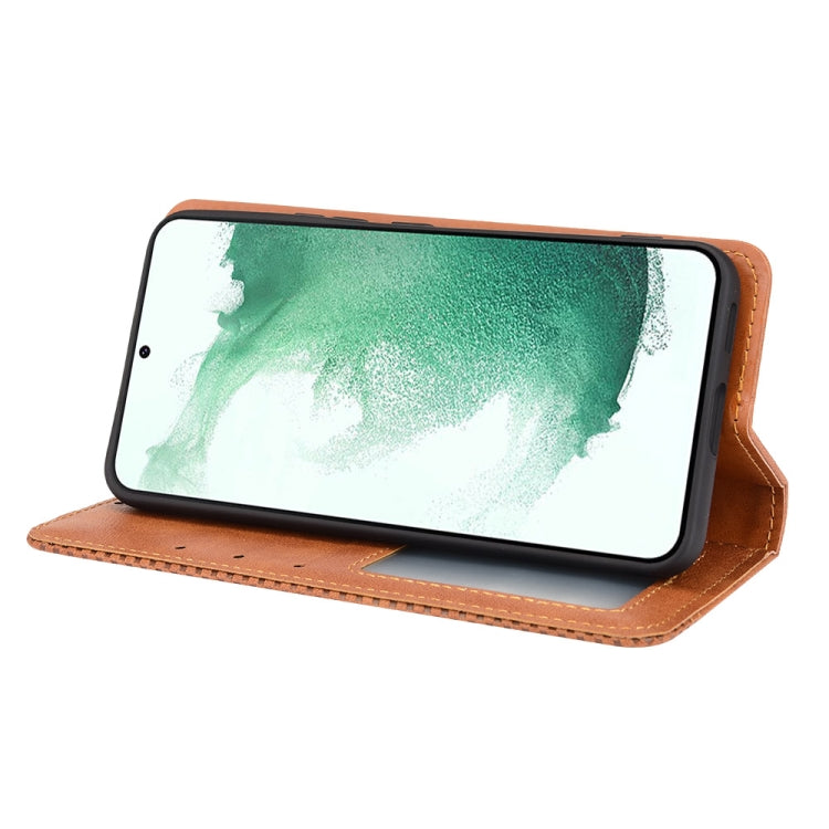 For Samsung Galaxy S22+ 5G Magnetic Buckle Retro Texture Leather Phone Case