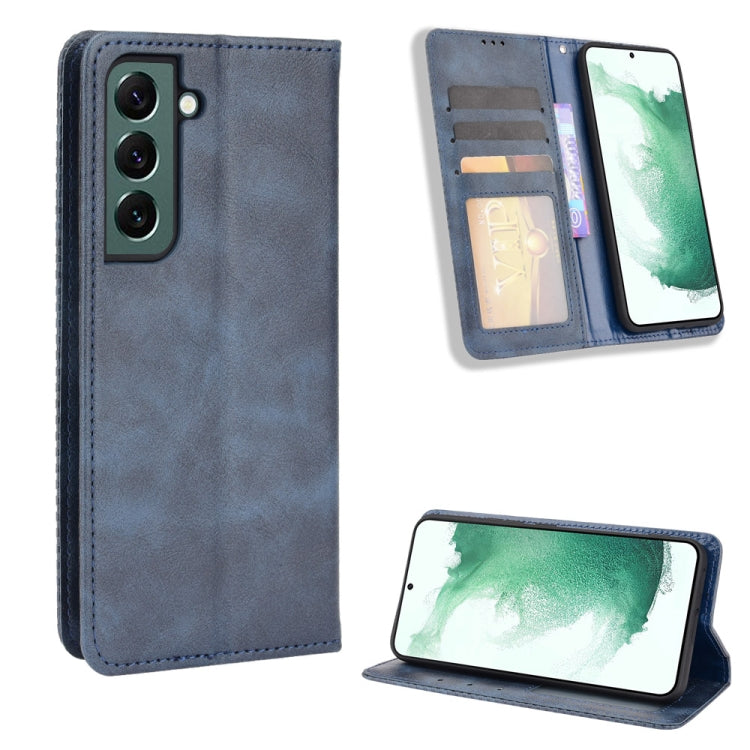 For Samsung Galaxy S22+ 5G Magnetic Buckle Retro Texture Leather Phone Case