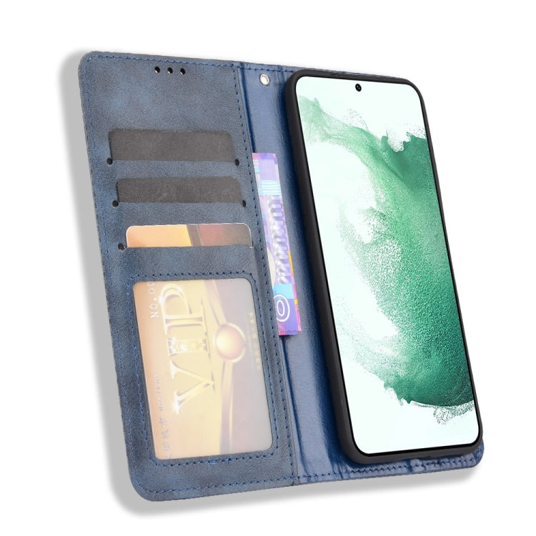 For Samsung Galaxy S22+ 5G Magnetic Buckle Retro Texture Leather Phone Case