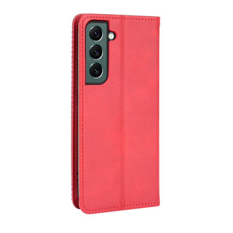 For Samsung Galaxy S22+ 5G Magnetic Buckle Retro Texture Leather Phone Case