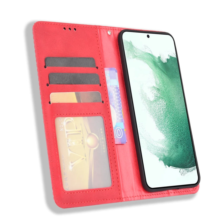 For Samsung Galaxy S22+ 5G Magnetic Buckle Retro Texture Leather Phone Case