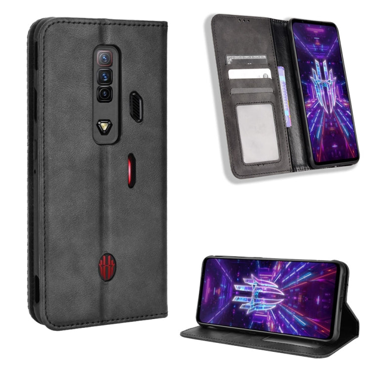 For For ZTE nubia Red Magic 7 Magnetic Buckle Retro Texture Leather Phone Case