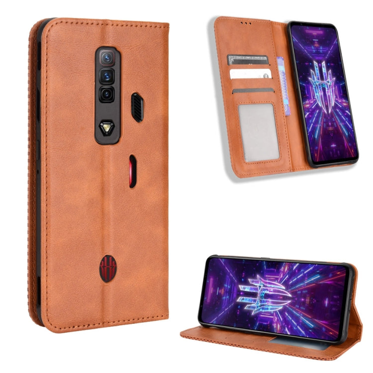 For For ZTE nubia Red Magic 7 Magnetic Buckle Retro Texture Leather Phone Case