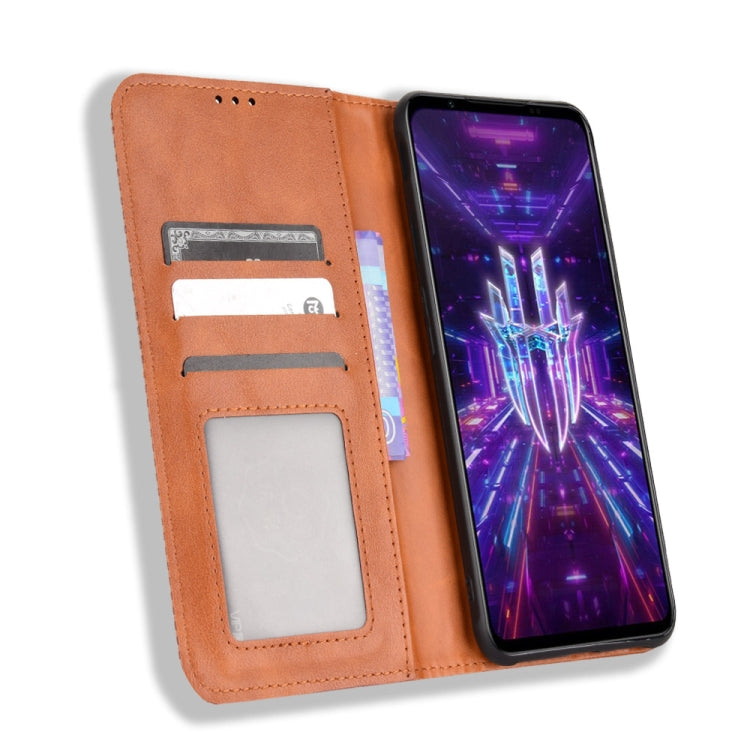 For For ZTE nubia Red Magic 7 Magnetic Buckle Retro Texture Leather Phone Case