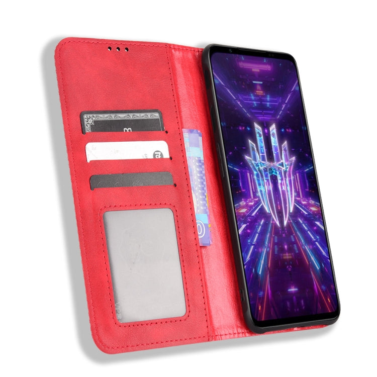 For For ZTE nubia Red Magic 7 Magnetic Buckle Retro Texture Leather Phone Case